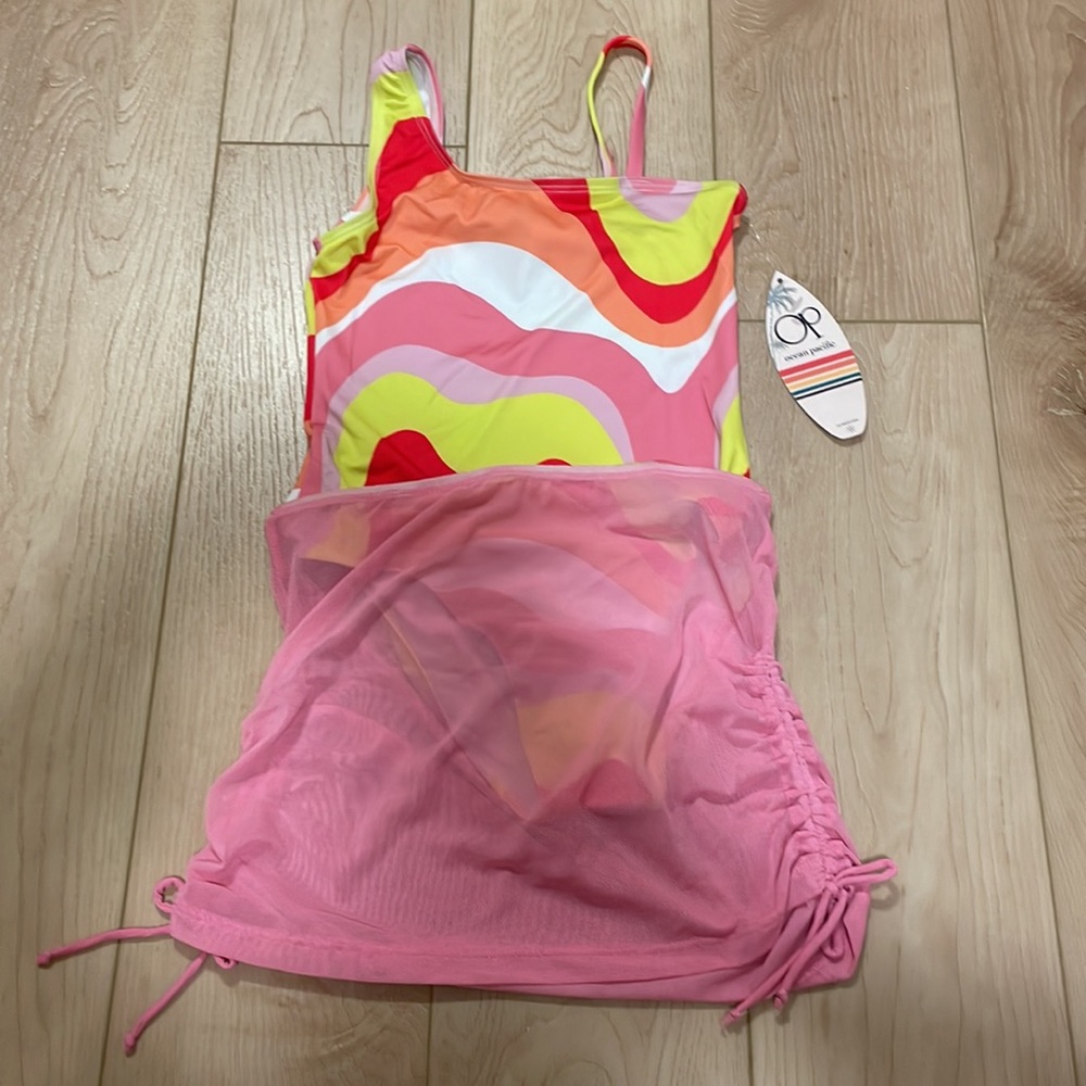 OP Ocean Pacific Sunwear 2-Piece Girlโs Swim Set, sz 7